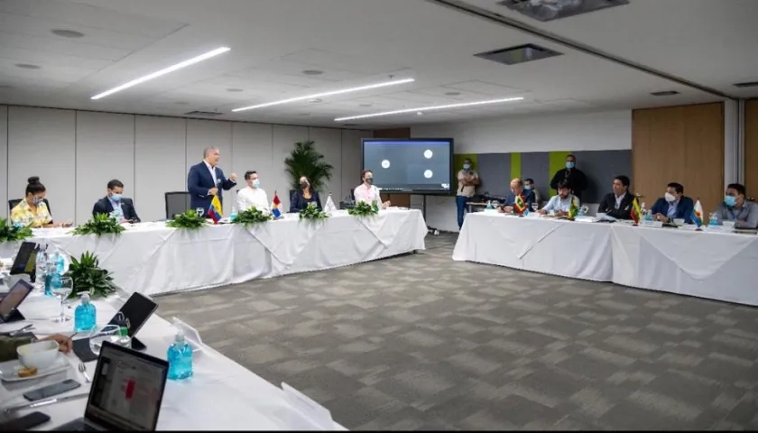 El Presidente Iván Duque durante el encuentro con Alcaldes en Medellín.