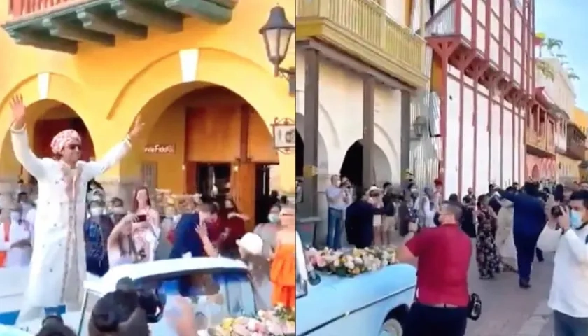 Celebración del matrimonio en las calles de Cartagena.