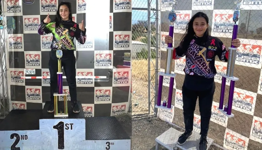 Sharid Fayad con los trofeos logrados en Estados Unidos.