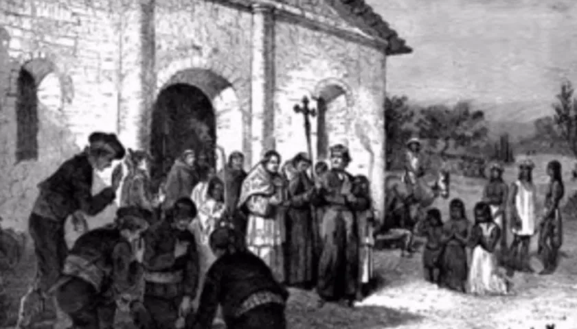 Imagen de una evangelización del libro 'Memorial', de Fray Alonso de Benavides 