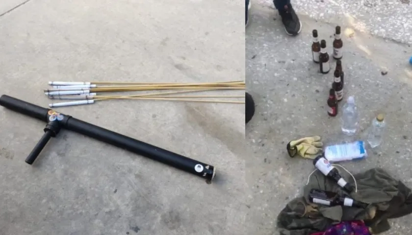 Elementos incautados a jóvenes en Barranquilla.