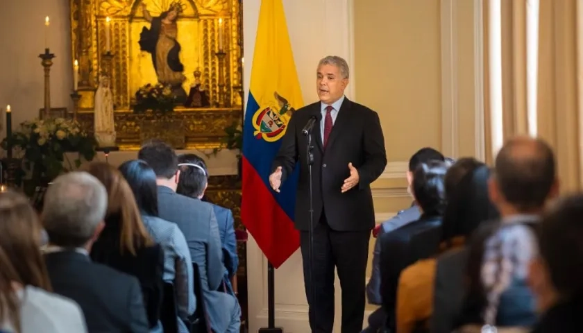 Iván Duque, presidente de Colombia, en la misa en conmemoración de las 100.000 víctimas de Covid-19.