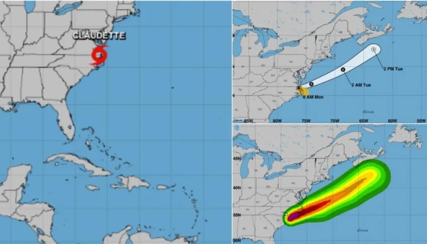 Paso de la tormenta Claudette, por el Atlántico.
