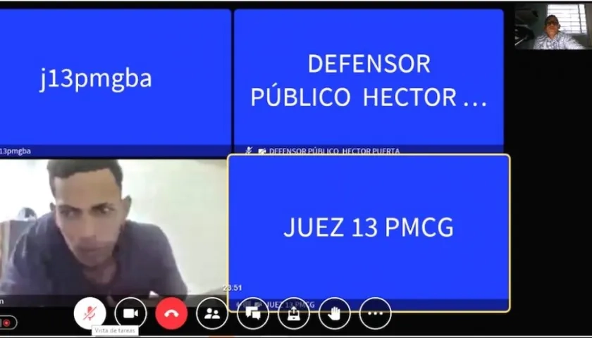 Alias 'El Bebé' durante la audiencia virtual.