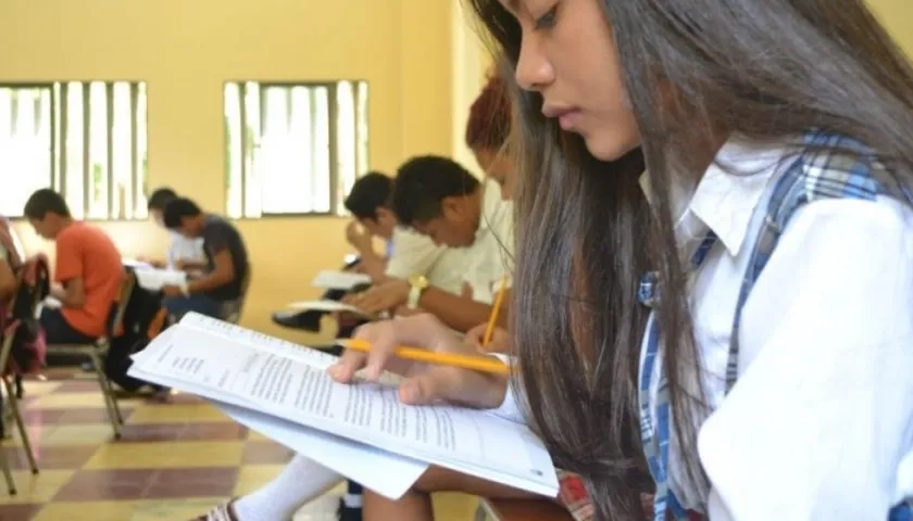 Clase presencial en un colegio de Santa Marta antes de la pandemia. 