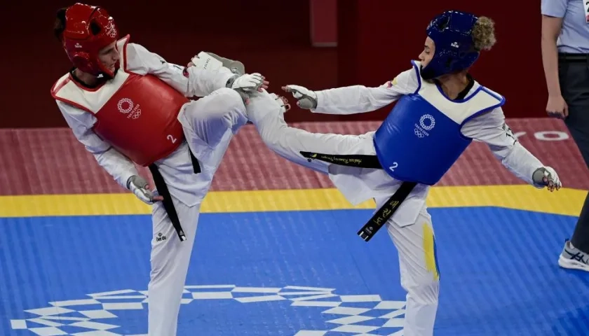 Andrea Ramírez, durante el combate. 