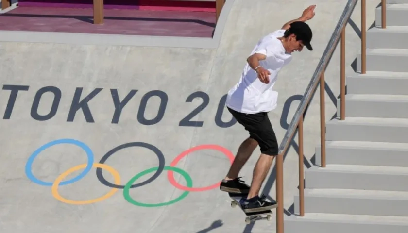 Jhancarlos González durante la prueba de skateboarding. 
