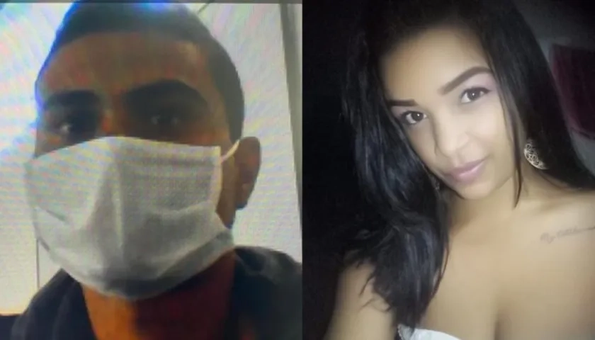 Deimer Díaz en audiencia virtual; y Daniela Espitia, la joven asesinada. 