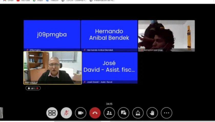 Aspecto de la audiencia virtual contra Juan Carlos Queros Chirino.