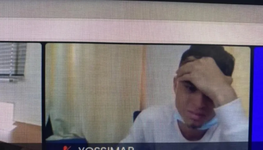 Mario Andrés Martínez Núñez cuando lloraba durante la audiencia virtual de este martes. 