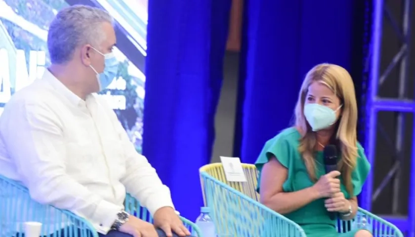 El Presidente Iván Duque y la Gobernadora Elsa Noguera.