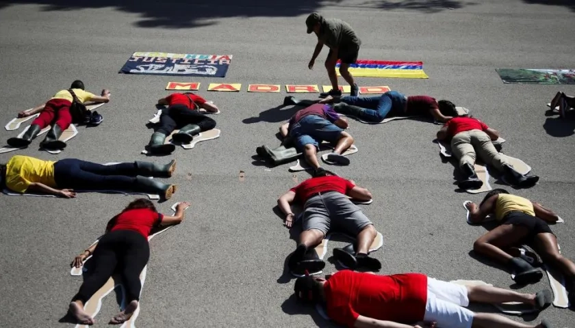 Protesta de colombianos en Madrid