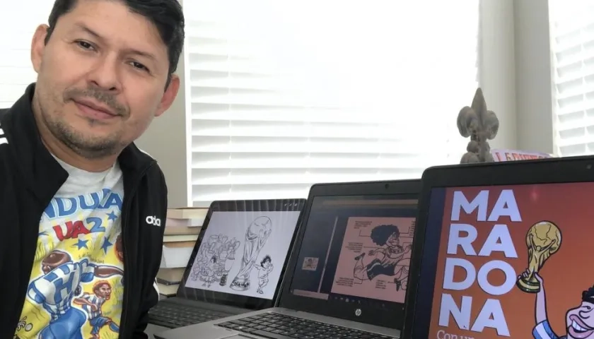 Luis Chávez, "Chaveztoon", autor del libro. 