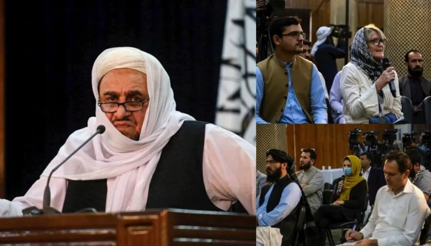 Ministro de Educación de Afganistán en rueda de prensa.