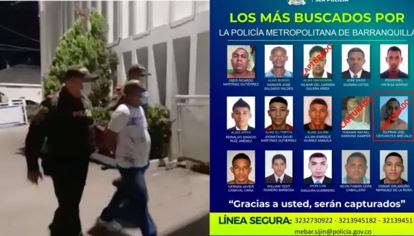 Gilbran Joel Cervantes Arévalo aparecía en el reciente cartel de los más buscados en Barranquilla. 