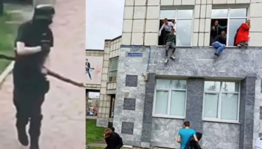 El autor del tiroteo y los estudiantes.