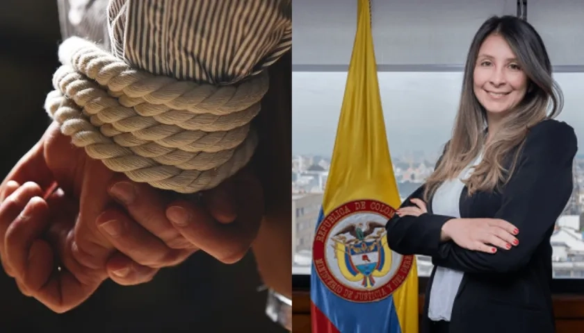 Imagen de referencia y la secretaria general del MinJusticia, Helen Ortiz.