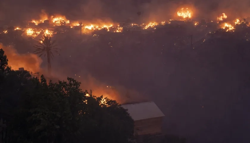 Casas afectadas por el incendio.