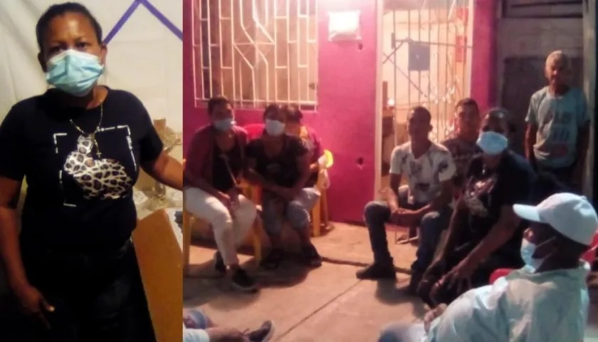 Íngrid Morales, al lado del ataúd de su padre en la casa donde es velado.