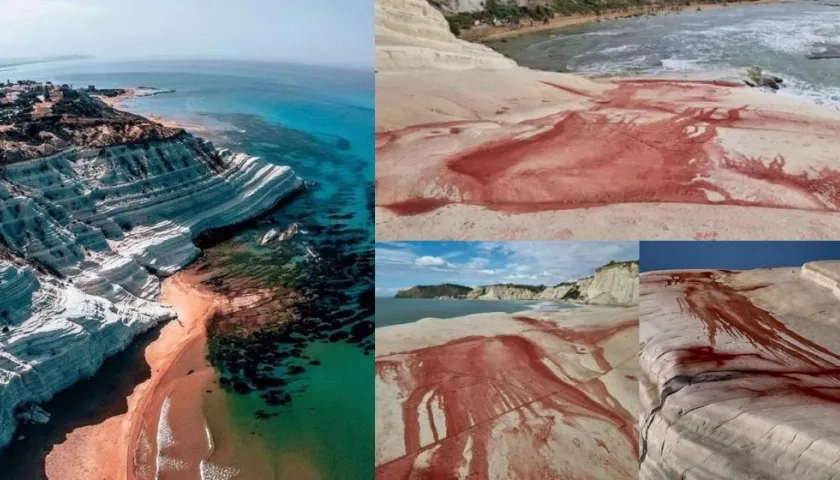 Acantilados icónicos de Scala dei Turchi de Italia desfigurados por vándalos.