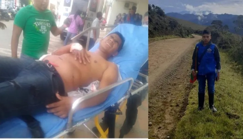 Indígena herido en Las Delicias. En la otra foto el niño indígena asesinado.