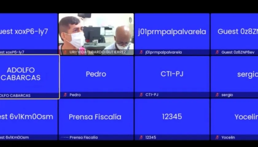 Aspecto de la audiencia virtual contra Libardo Gutiérrez. 
