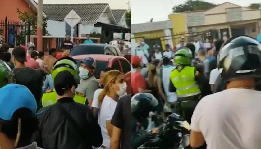 Momento en que el herido era trasladado a un centro asistencial. 