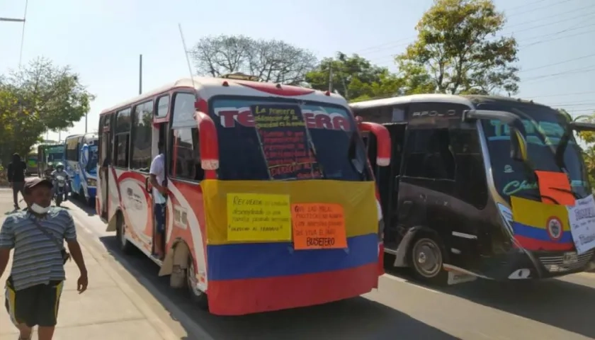 Protesta de buseteros en jornadas anteriores. 