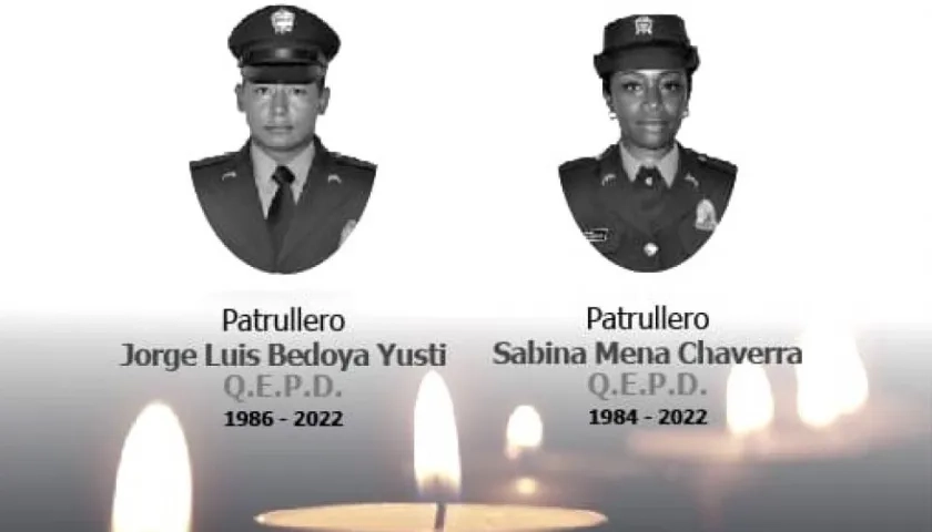 Los dos patrulleros fallecidos en el accidente de tránsito.