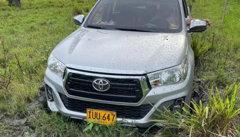 Vehículo en el que se movilizaba el ganadero al momento del secuestro.