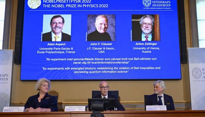 Anuncio de ganadores del Premio Nobel de Física.