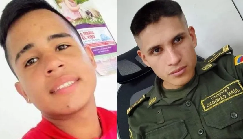 Alejandro Álvarez Perdomo (víctima) y el patrullero Juan Sebastián Cardozo.