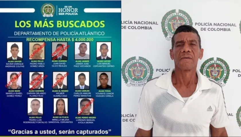 Alias 'Perro Negro' aparecía en el cartel de los más buscados en el Atlántico. 