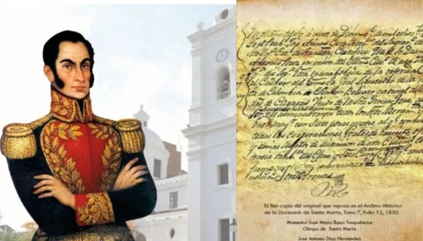 El acta de defunción del libertador Simón Bolívar hallada 190 años después. 