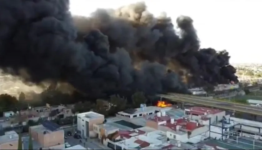 Vista aerea del epicentro de la emergencia en Aguascalientes.