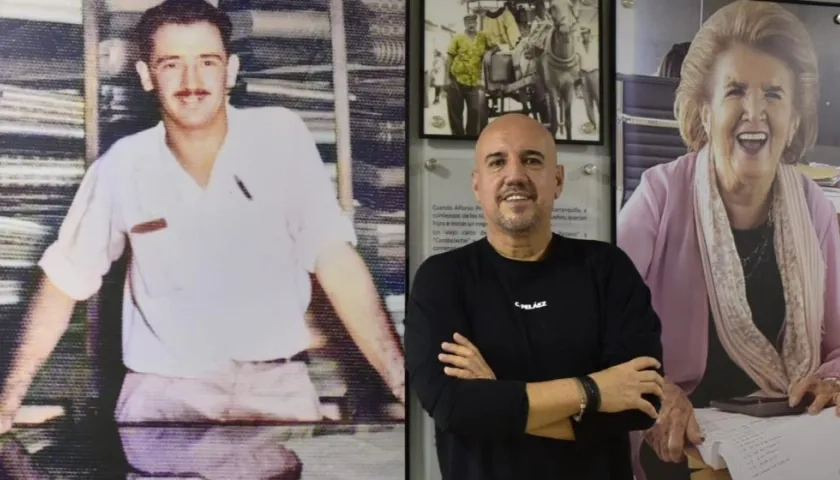 Carlos Peláez Pérez, emprendedor barranquillero. Al fondo sus papás Alfonso Peláez y Mary Pérez.