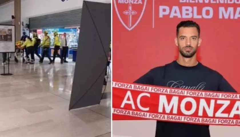 El supermercado en cuyo interior se presentó el ataque. En la siguiente foto, el jugador Pablo Marí Villar, quien resultó herido.