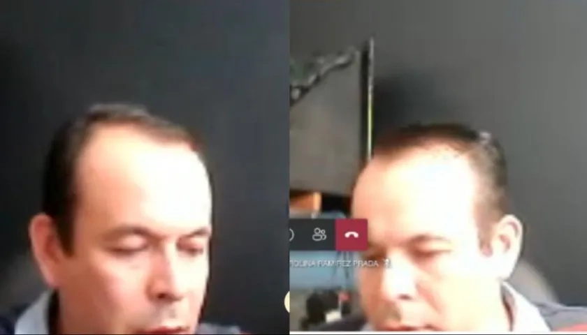 Teniente coronel Fredy Leonardo Patiño durante la audiencia virtual. 