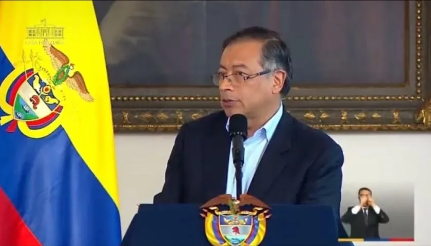El Presidente Gustavo Petro cuando entregaba el balance de sus primeros 100 días de gobierno.