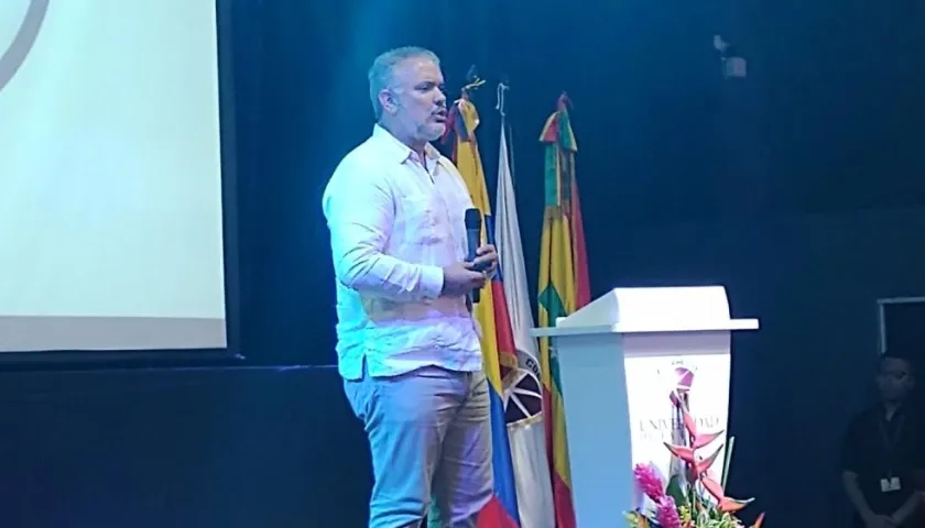Iván Duque Márquez, durante su charla en la CUC.