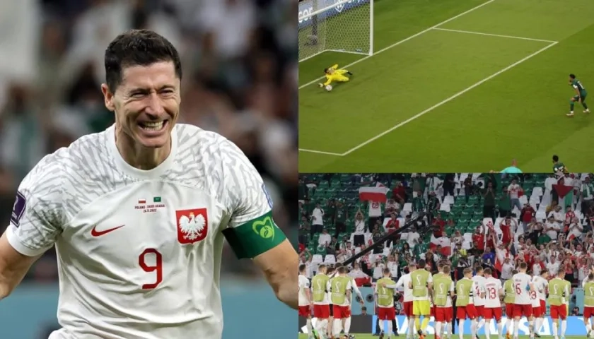Celebración de Lewandowski y la atajada de Wojciech Szczesny.
