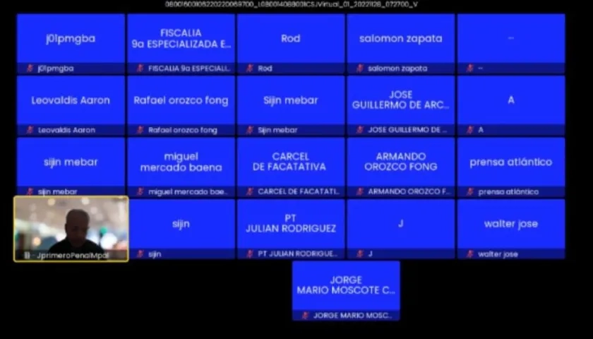 Aspecto de la audiencia virtual donde el juez se declaró impedido. 