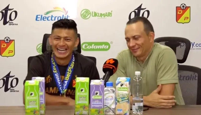 Jhonny Vásquez y su técnico Alejandro Restrepo.