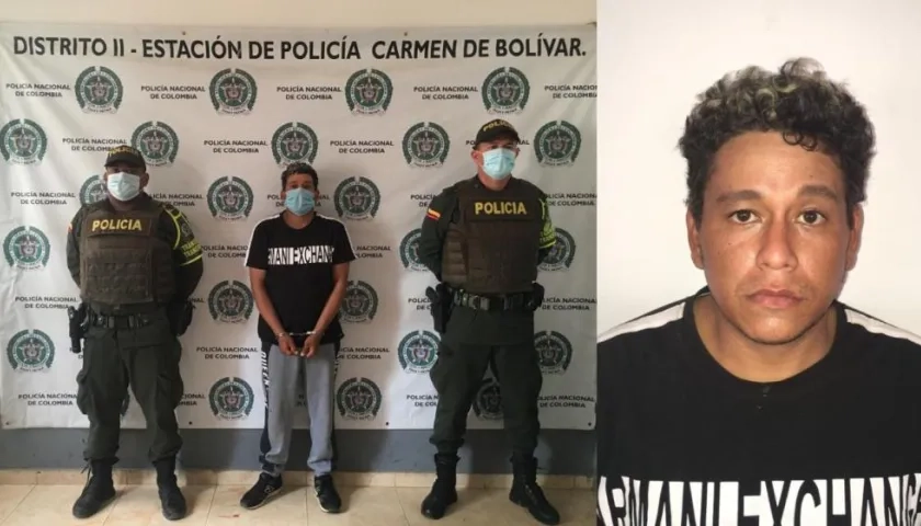 Aldair Jesús Vargas Escobar tras ser capturado en el Carmen de Bolívar. 