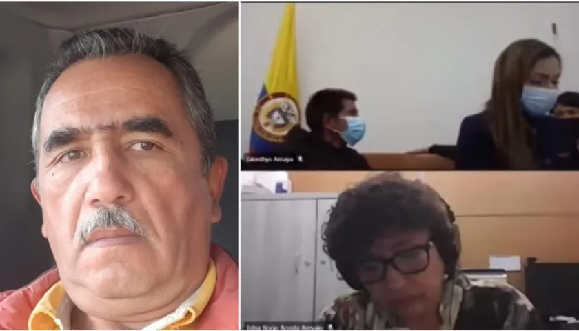 Hildebrando Rivera Gantiva, foto, conductor asesinado. En la otra foto audiencia.