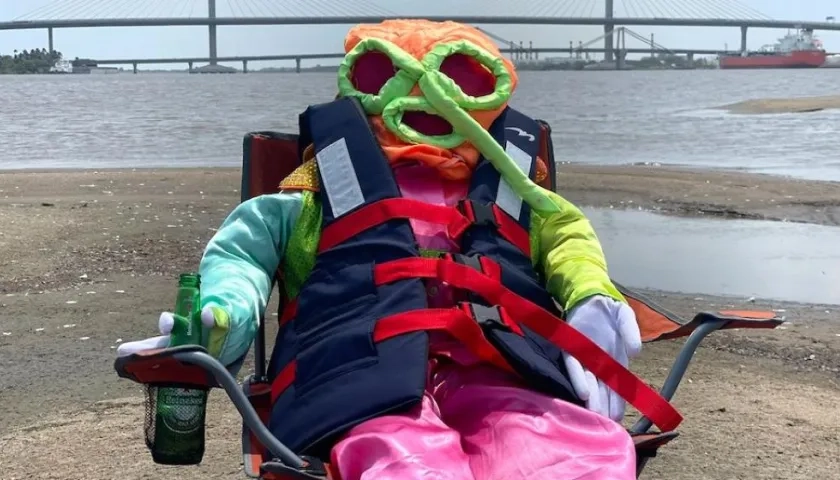 La marimonda instalada en la 'Isla Pechuga'.