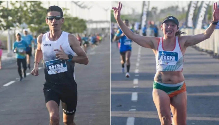 Jeison Suárez y Briyitte Forero, ganadores de la Maratón de Barranquilla. 