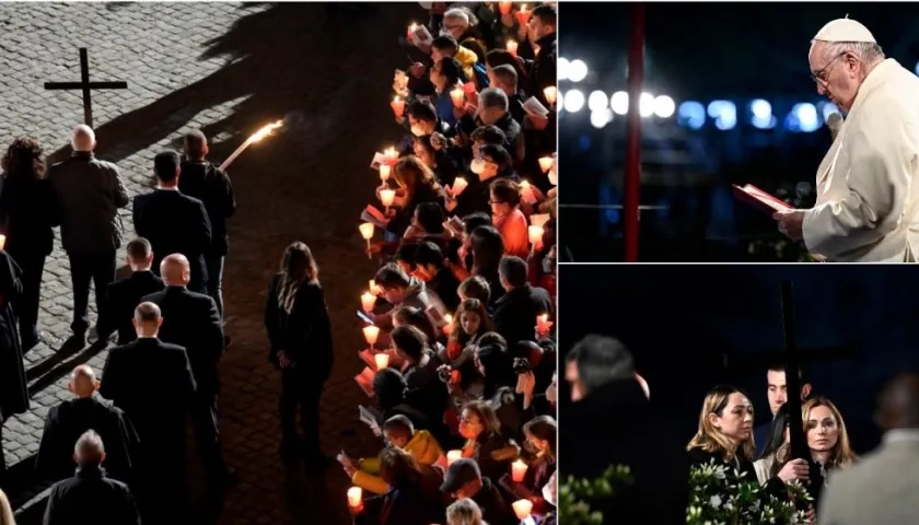 El Santo Padre presidió el pío ejercicio del Vía Crucis en el Coliseo de Roma.