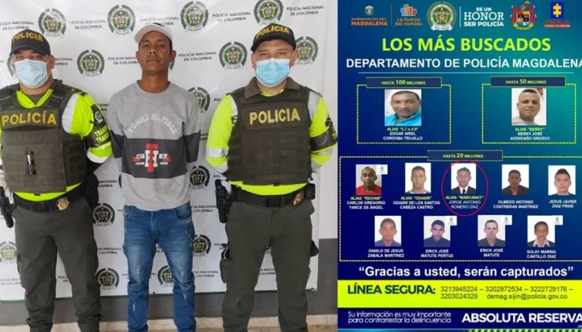 El hombre aparece en el cartel de los más buscados en el departamento del Magdalena. 