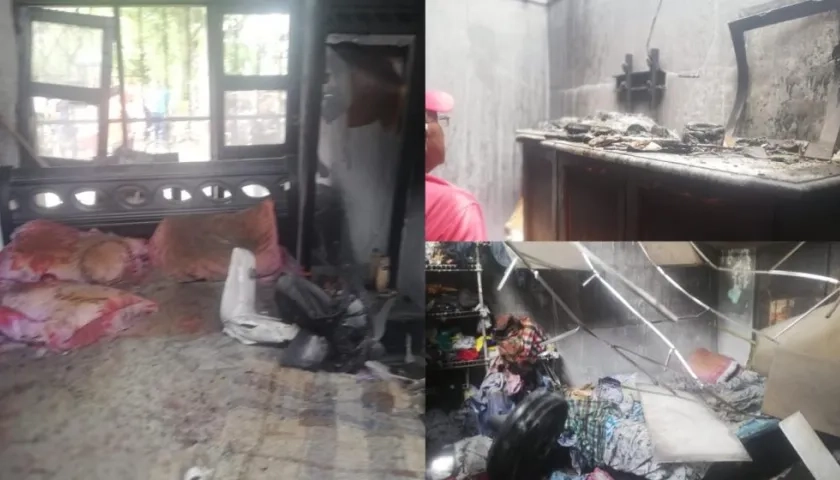 Así quedó la vivienda tras el incendio. 